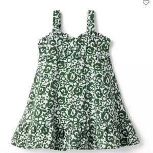 Janie and Jack Green and White Floral Ruffle Ponte Sundress Girls size 4